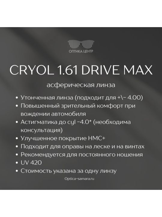 Очковая линза CRYOL DRIVE MAX 1.6 асферическая